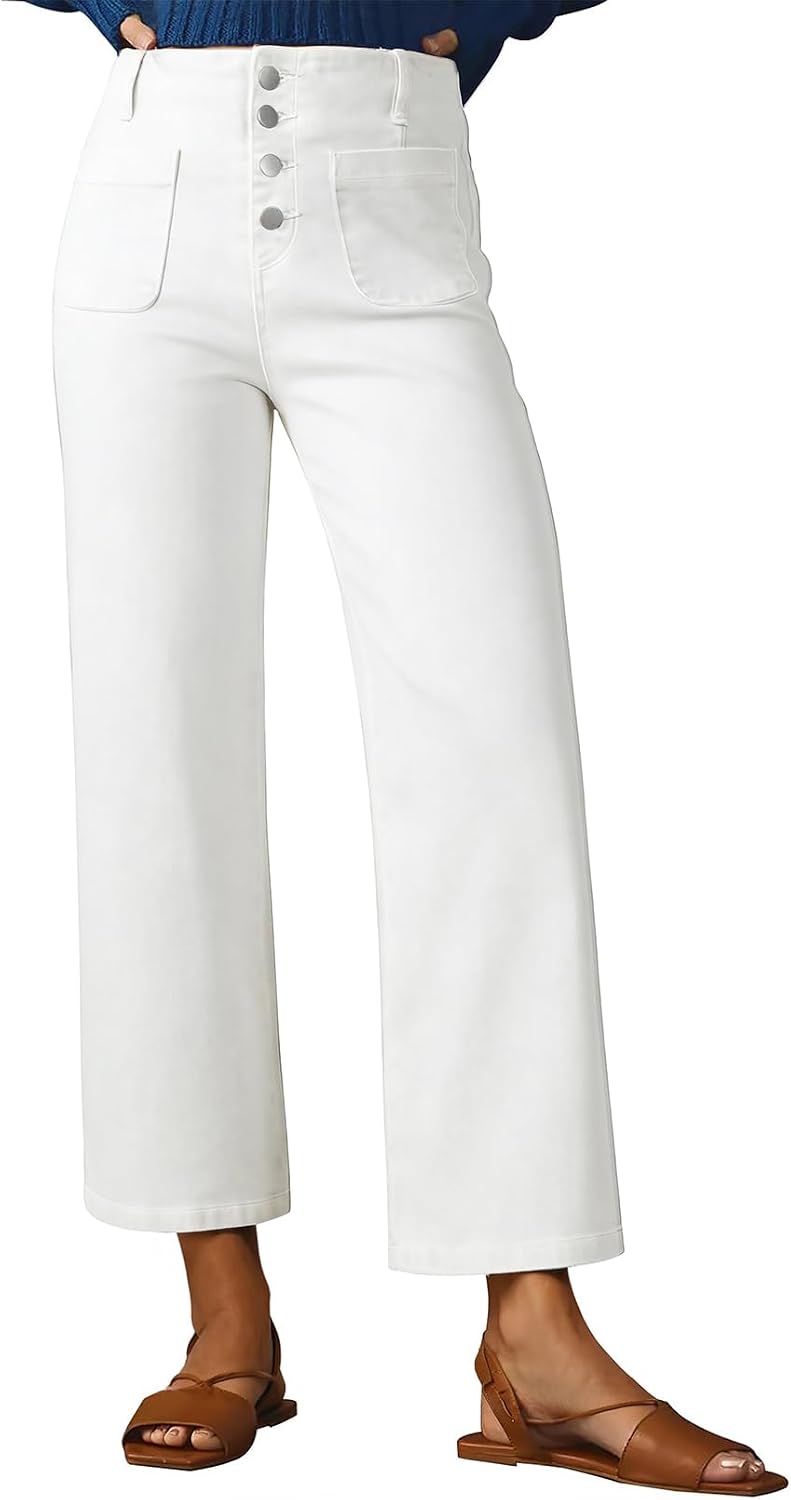 High-Waisted Button-Pocket Jeans