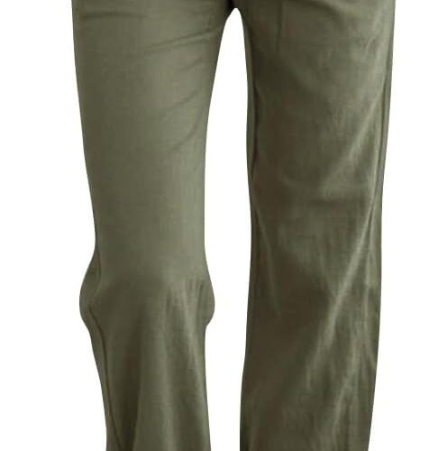 Women High Waist Casual Pants Drawstring Straight Leg Vacation Comfy Lounge Pocket Linen Trousers