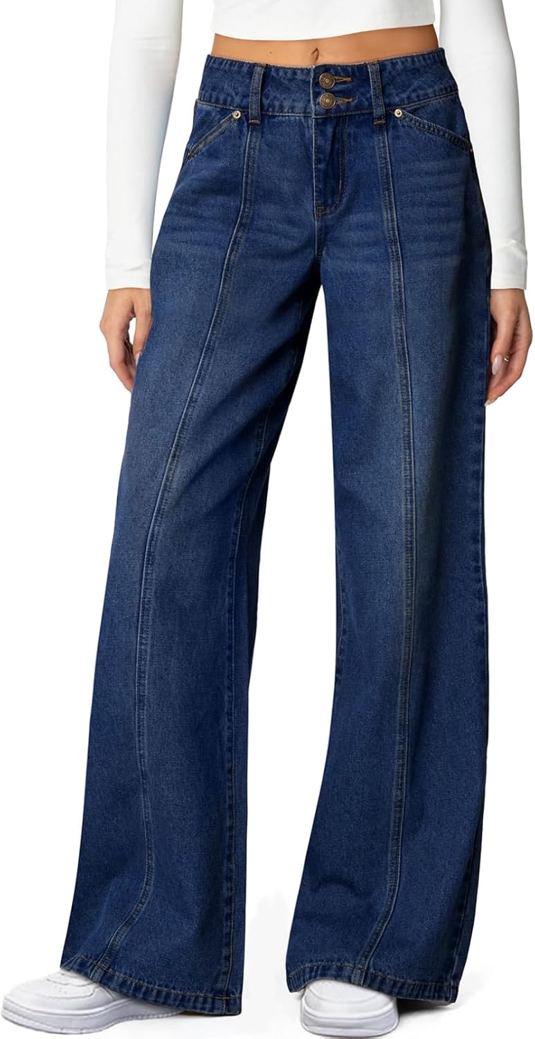 Stretch Straight-Leg Wide-Leg Jeans - Image 2