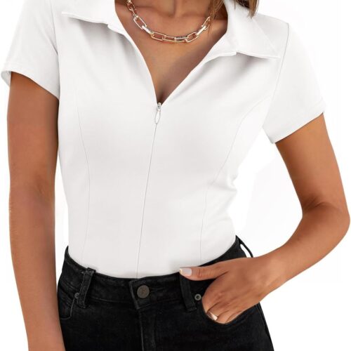 Women's Cotton Slim-Fit Short-Sleeve Polo Shirt