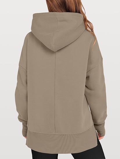 Women's Loose Hoodie with Side Slits - Image 2