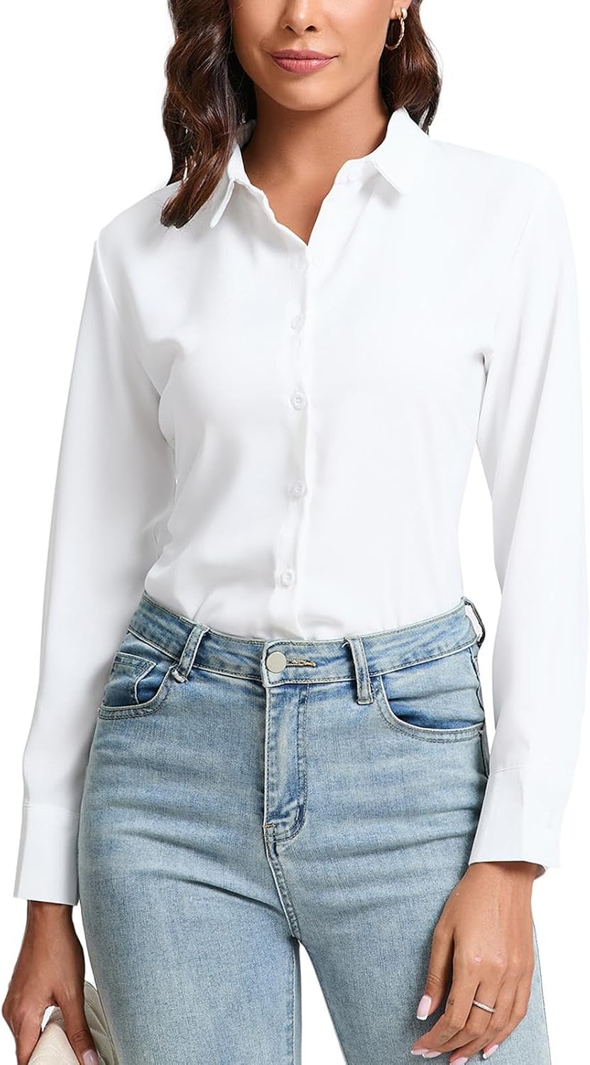 Women's Stretch Long Sleeve Wrinkle-Free Button Down Shirt - Image 2