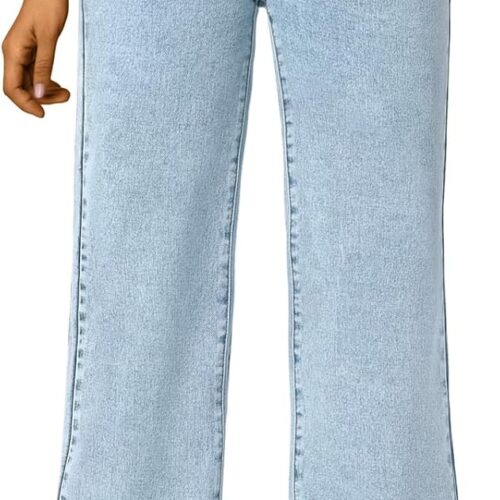 High-Waisted Stretch Straight-Leg Jeans