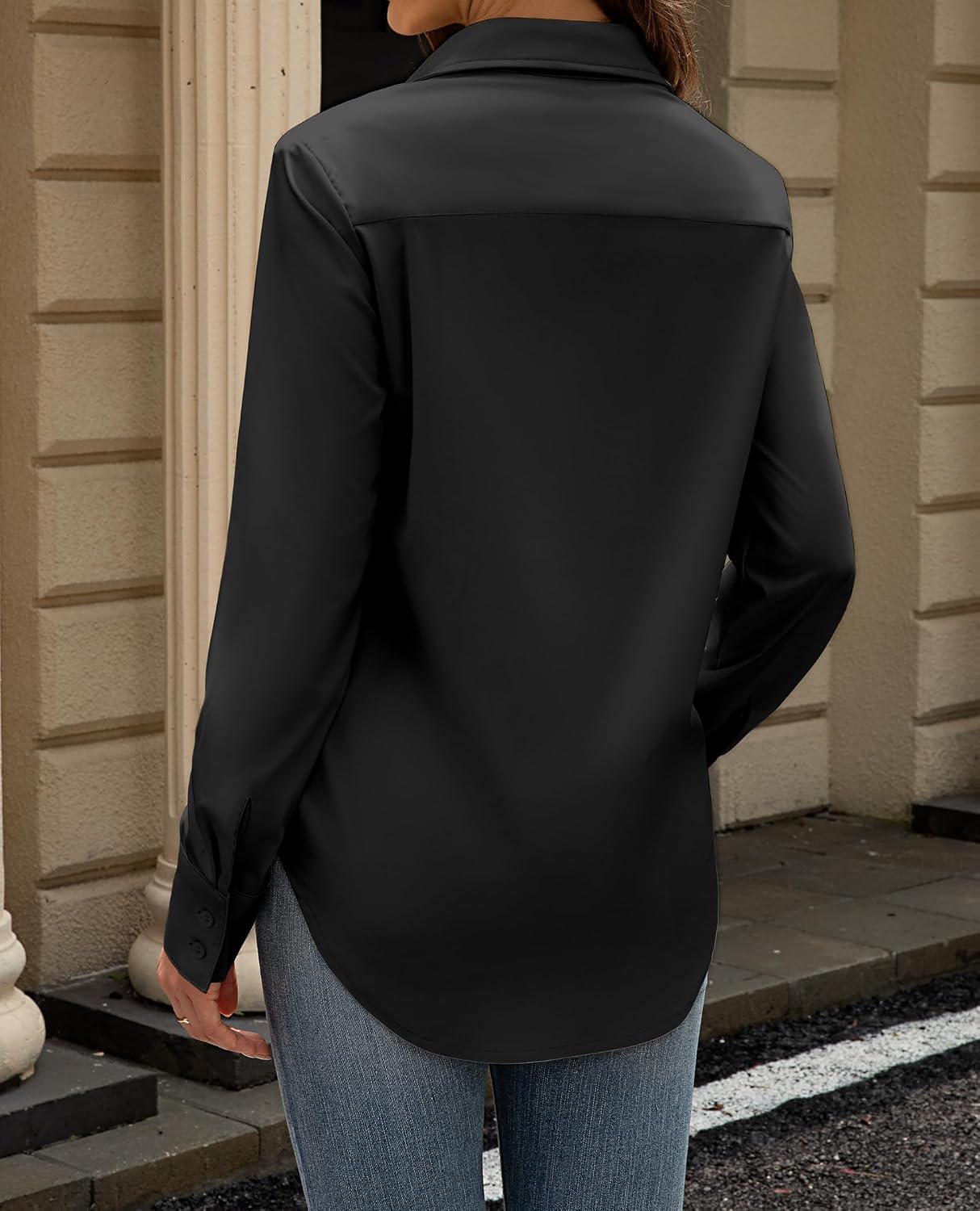 Women's Long Sleeve Wrinkle-Free Solid Button Down Work Shirt - Image 2
