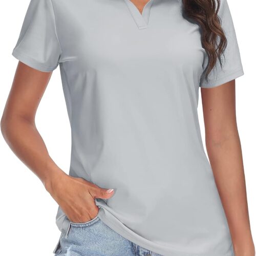 Women's V-Neck Sun-Protection Quick-Dry Golf Polo Shirt