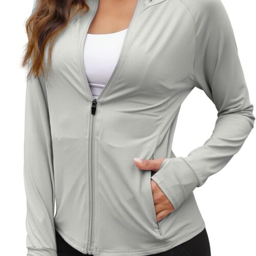 Women UPF 50+ Sun Protection Jacket Hoodie Sun Shirts Hiking Running Athletic Shirt