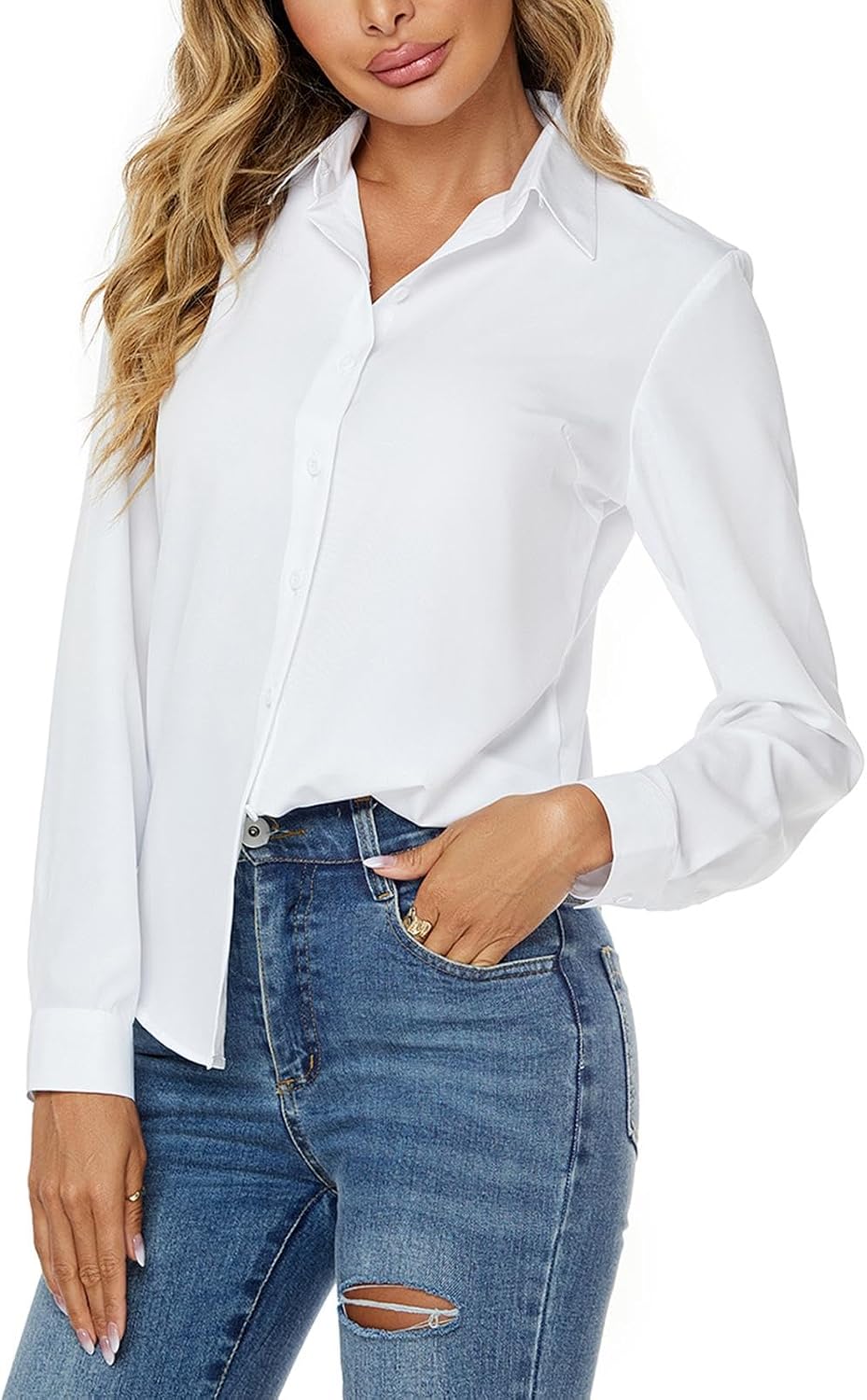 Women's Stretch Long Sleeve Wrinkle-Free Work Blouse - Image 2