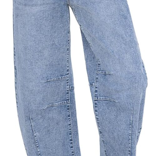 High-Waisted Barrel-Leg Cropped Jeans