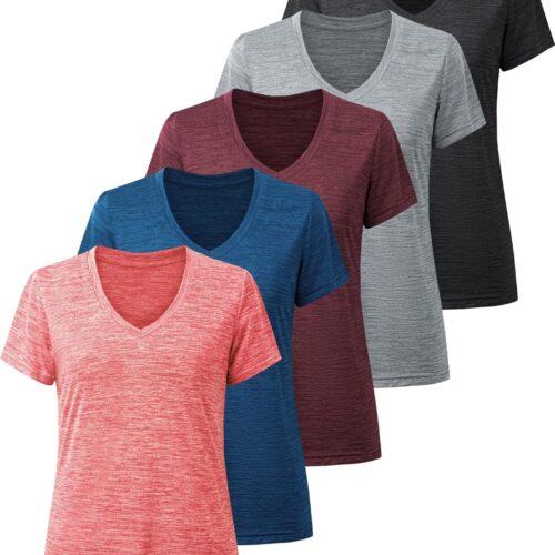 Workout Shirts for Women, Moisture Wicking Quick Dry Active Athletic Women Gym Performance T Shirts
