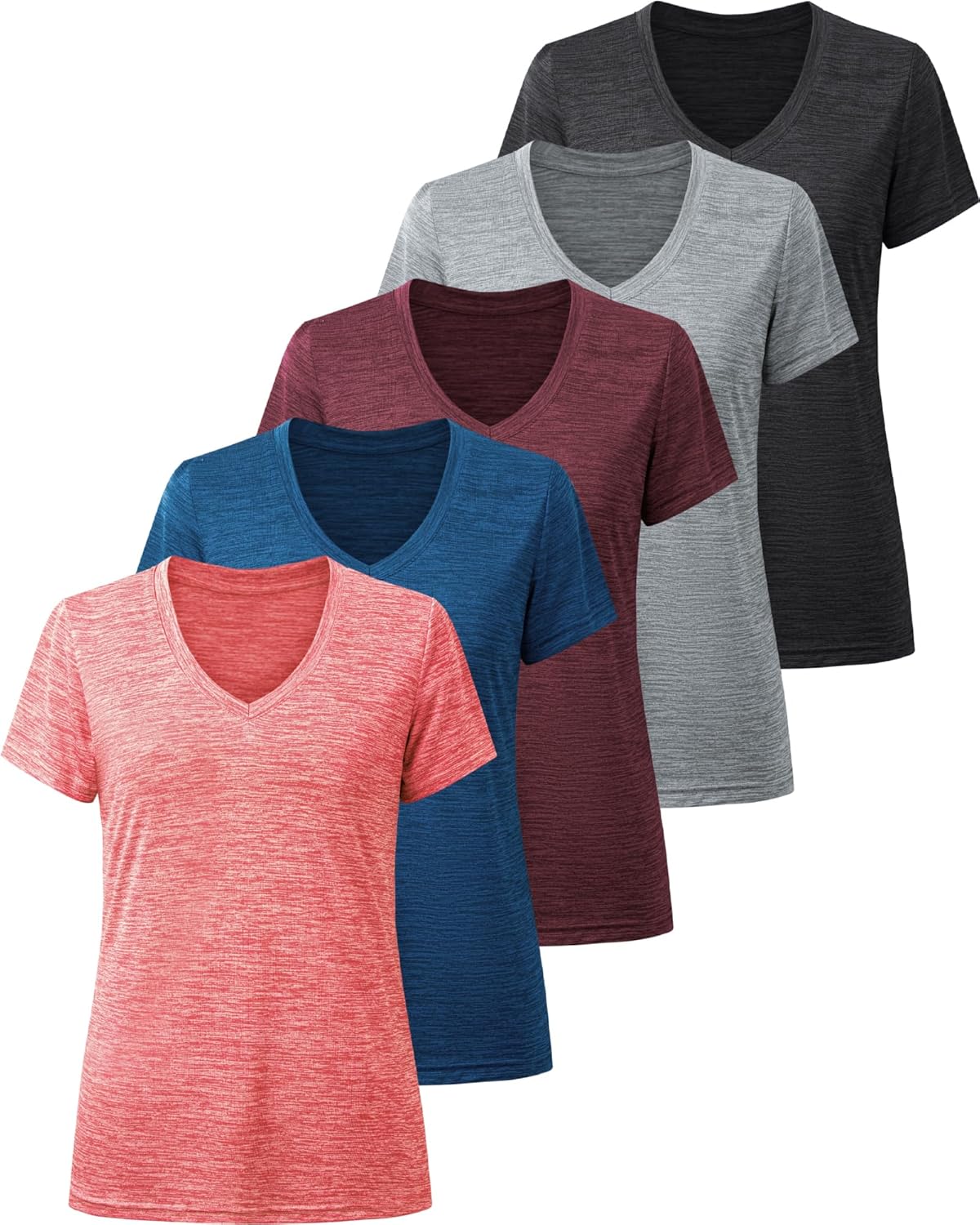 Workout Shirts for Women, Moisture Wicking Quick Dry Active Athletic Women Gym Performance T Shirts